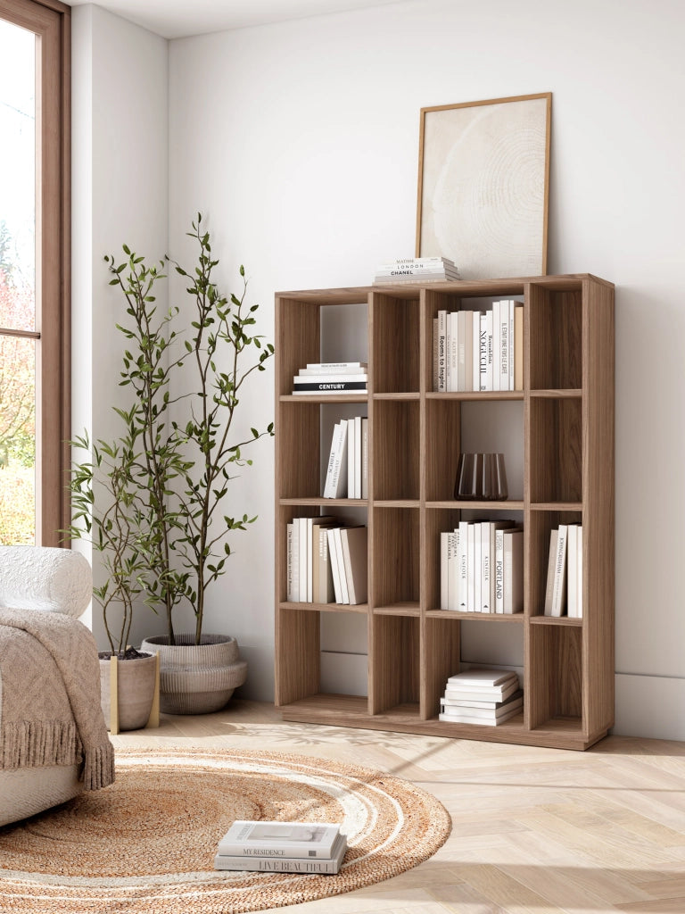 Libreria componibile Herdasa 16 vani effetto finitura noce