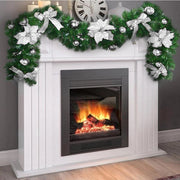Trade Shop - Ghirlanda Natalizia Stella Natale Fiori Palline Fiocchi 200cm Decorazioni Silver -