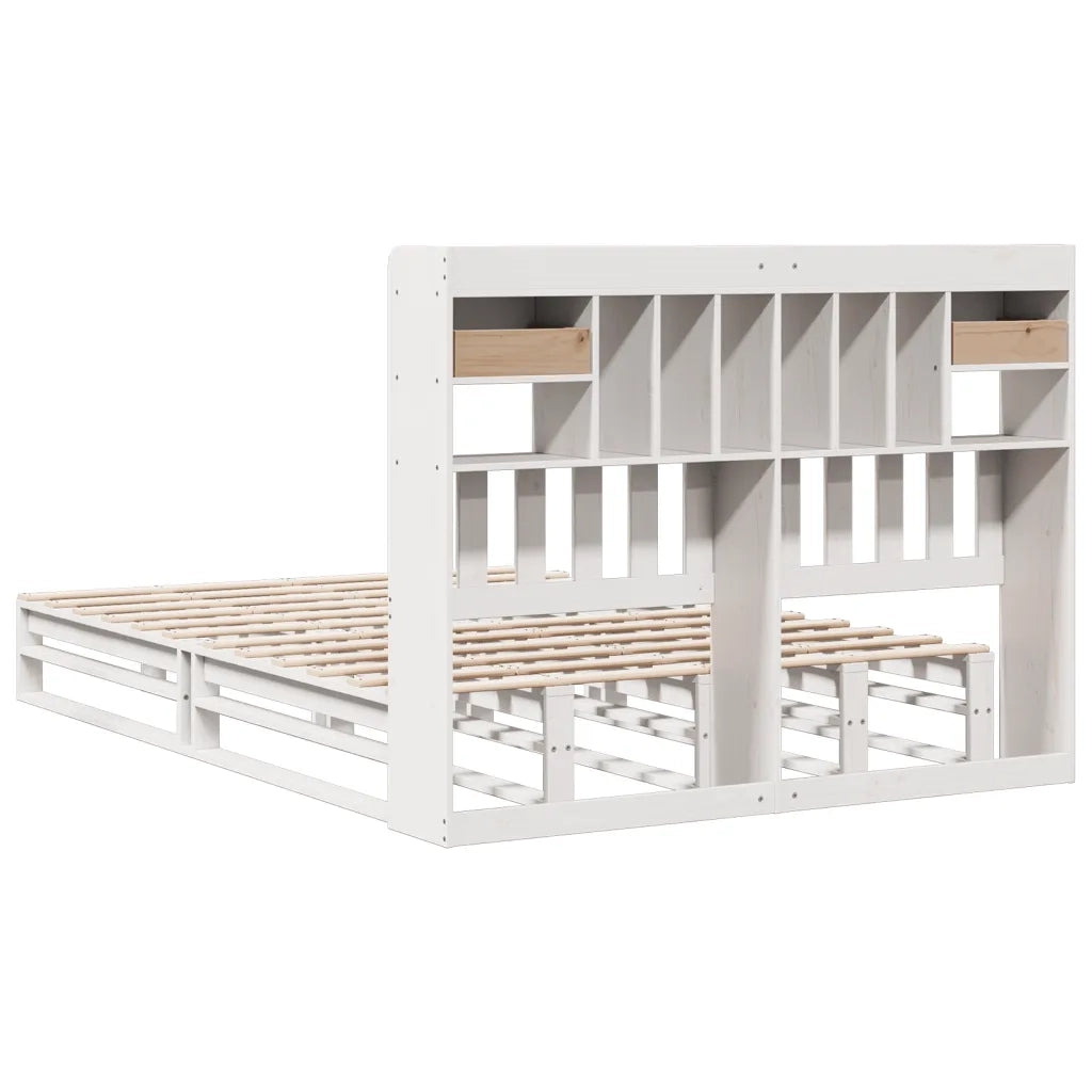 Letto Libreria senza Materasso Bianco 160x200 cm Legno di Pino