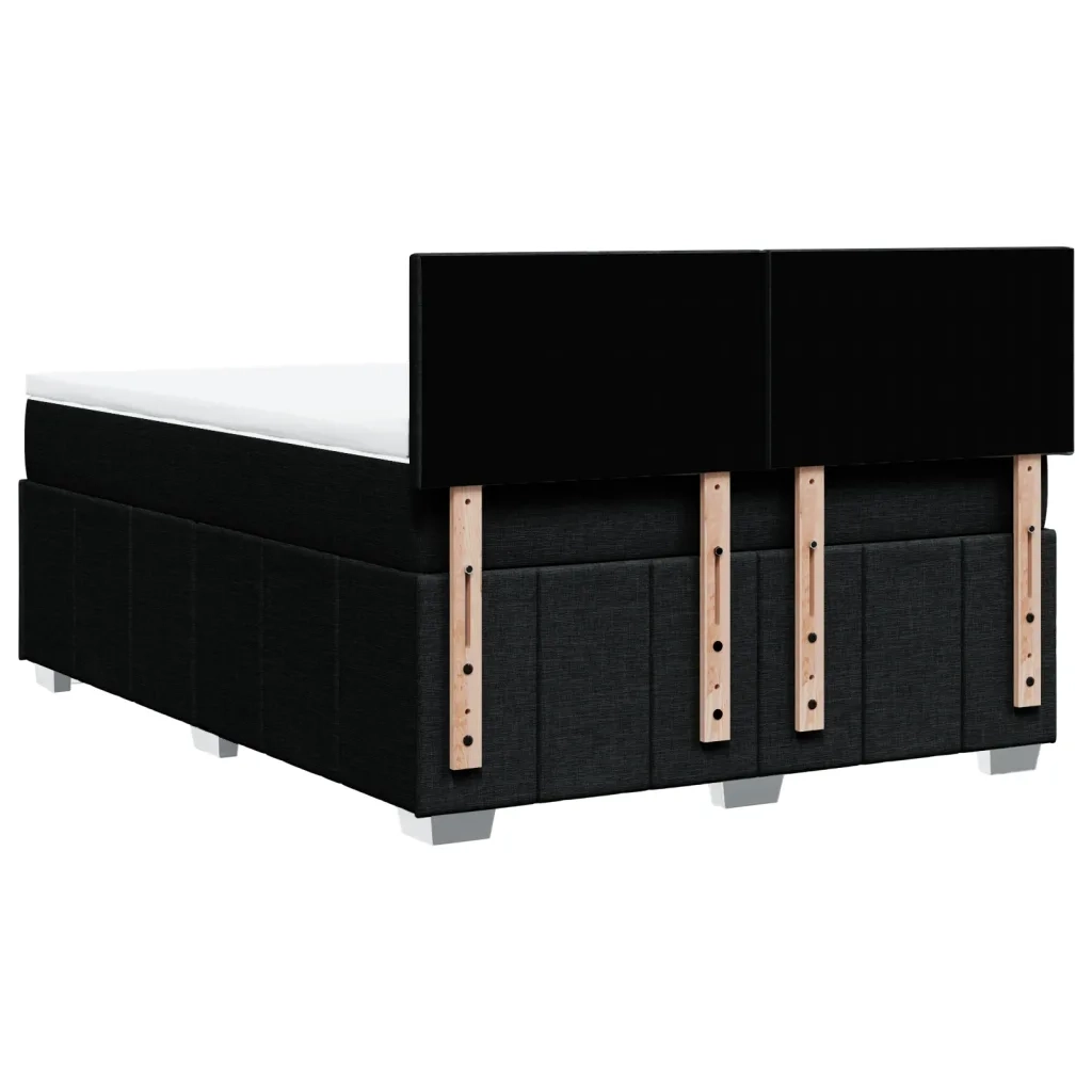 Giroletto a Molle con Materasso Nero 140x200 cm in Tessuto
