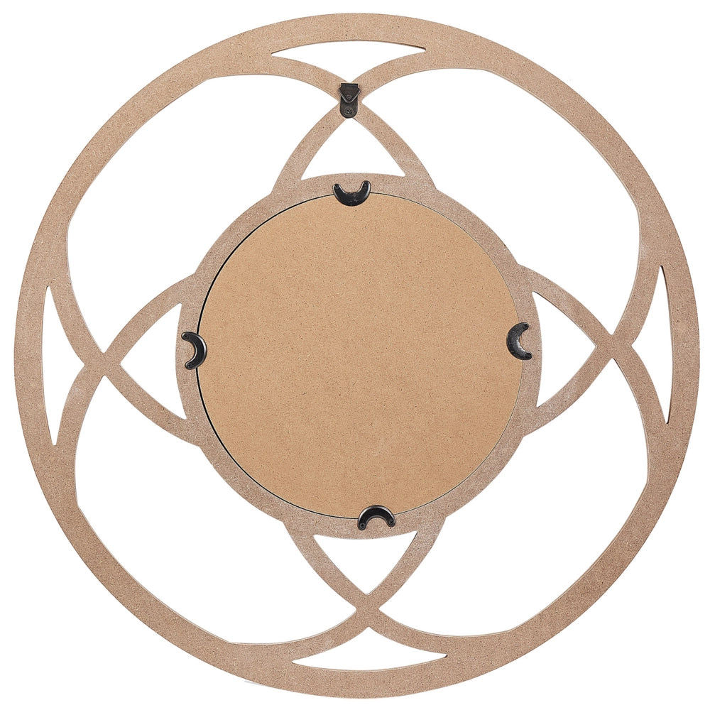 Specchio da parete legno chiaro MDF impiallacciato ø 60 cm Rotondo Decorativo Fatto mano Pezzo arredo Stile scandinavo