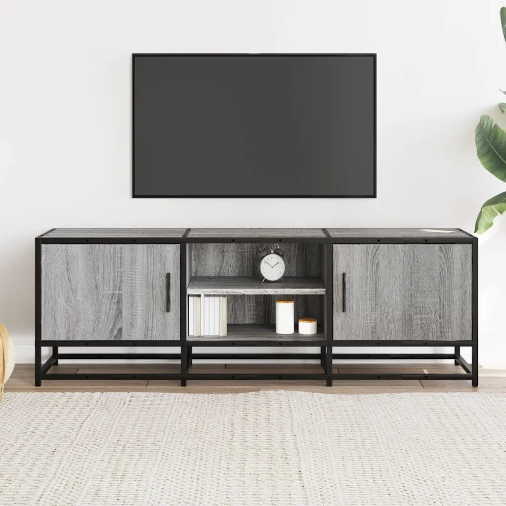 Mobile TV Grigio Sonoma 120x35x41cm Legno Multistrato e Metallo