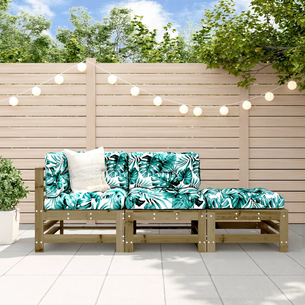 Set Divani da Giardino 3pz | Set Salotto da Giardino con Cuscini Legno Impregnato di Pino