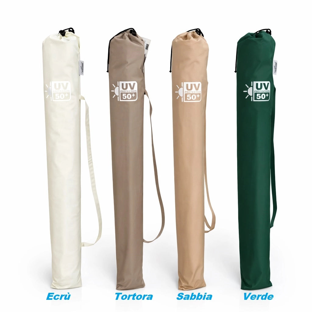 Ombrellone Mare 220 cm Antivento UV50+ 16 Stecche Fibra Palo Alluminio Inclinabile