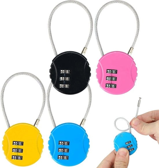 Set di 4 Chiavi a Sfere - Chiave a Sfera a 3 Digit con Codice Numerico - Catena per Borsa, Viaggio, Bagaglio, Zaino, Pouch, Armadietti