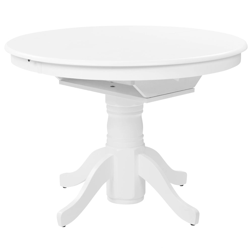 Tavolo da pranzo allungabile in legno con piedistallo bianco 106/150 x 106 cm stile vintage retrò