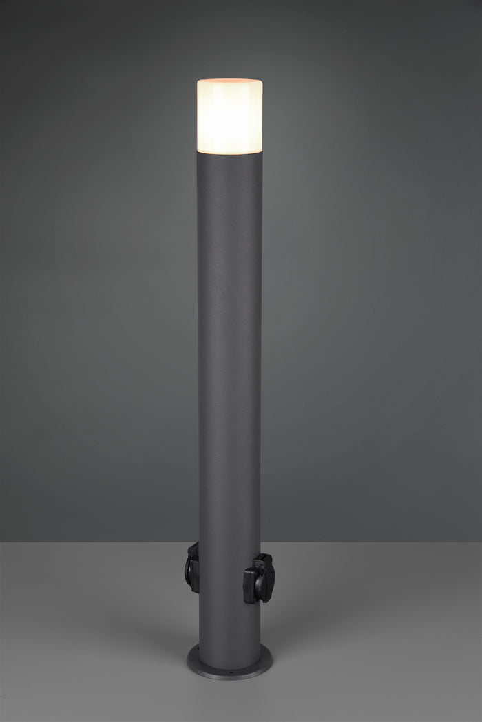 Palo Led Giardino Illuminazione Esterno 2 Prese Schuko Bianco Hoosic GD Trio