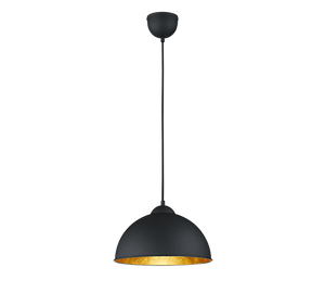 Lampada Sospensione Interno Moderna Cupola Nero Oro Jimmy GD Trio