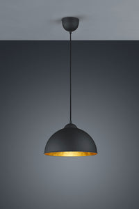 Lampada Sospensione Interno Moderna Cupola Nero Oro Jimmy GD Trio