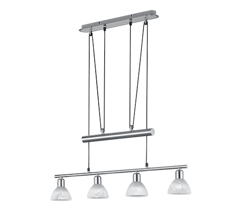 Lampada Sospensione Interno con Bilanciere 4 Luci Led Acciaio Levisto GD Trio