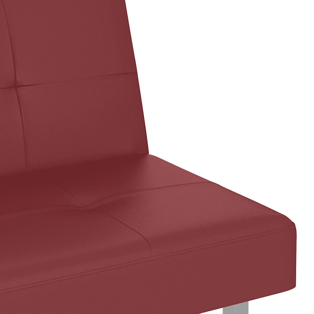 Divano letto | Sof¨¤ letto | Letto singolo con Portabicchieri in Similpelle Rosso Vino