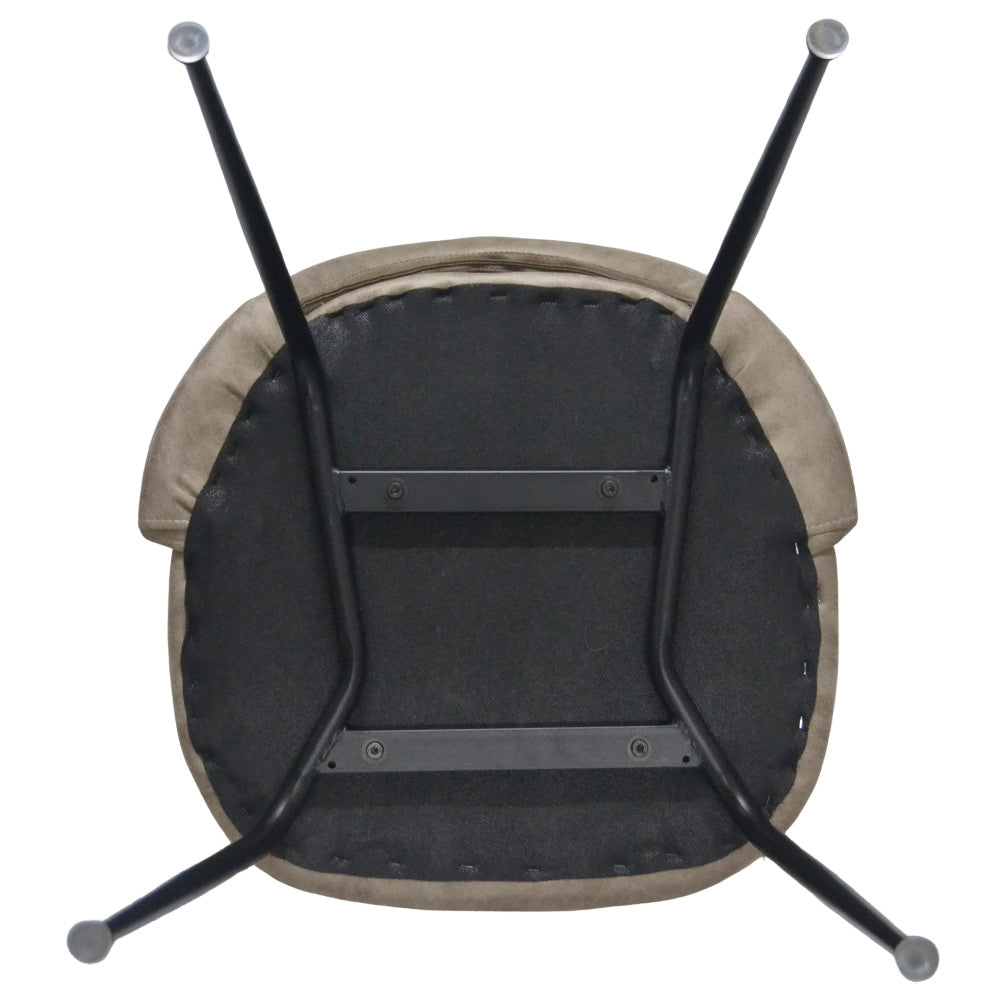 Sedia da sala pranzo Paola in microfibra nabuk tortora con gambe in metallo nero