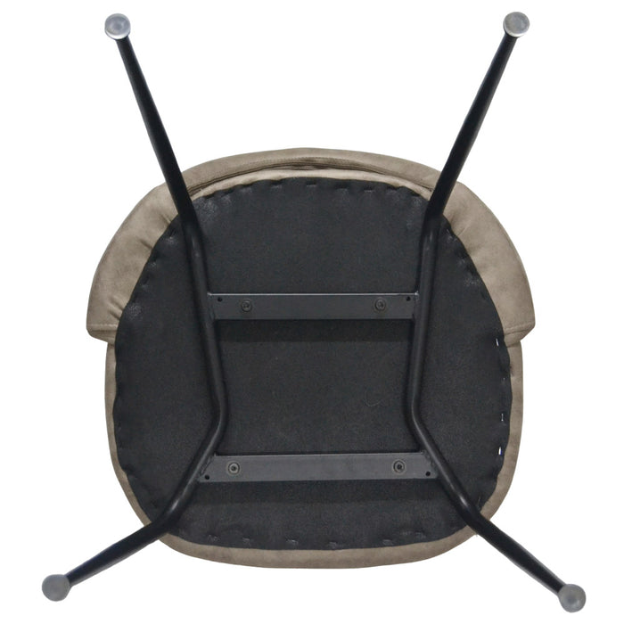 Sedia da sala pranzo Paola in microfibra nabuk tortora con gambe in metallo nero