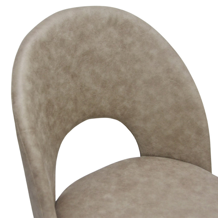 Sedia da sala pranzo Paola in microfibra nabuk tortora con gambe in metallo nero