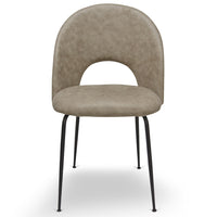 Sedia da sala pranzo Paola in microfibra nabuk tortora con gambe in metallo nero