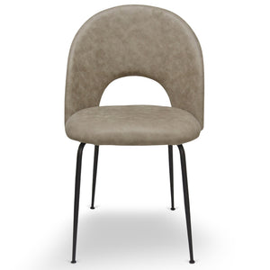 Sedia da sala pranzo Paola in microfibra nabuk tortora con gambe in metallo nero