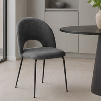 Sedia da sala pranzo Paola microfibra nabuk grigio scuro con gambe metallo nero
