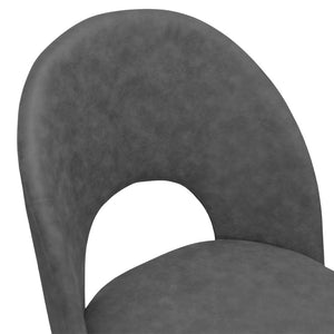 Sedia da sala pranzo Paola microfibra nabuk grigio scuro con gambe metallo nero