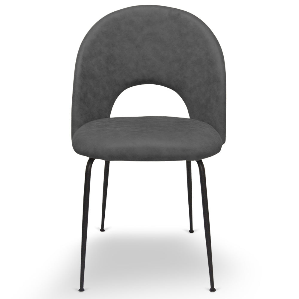 Sedia da sala pranzo Paola microfibra nabuk grigio scuro con gambe metallo nero