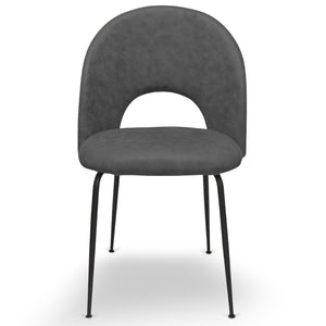 Sedia da sala pranzo Paola microfibra nabuk grigio scuro con gambe metallo nero