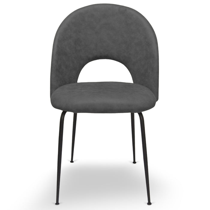 Sedia da sala pranzo Paola microfibra nabuk grigio scuro con gambe metallo nero