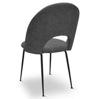 Sedia da sala pranzo Paola microfibra nabuk grigio scuro con gambe metallo nero