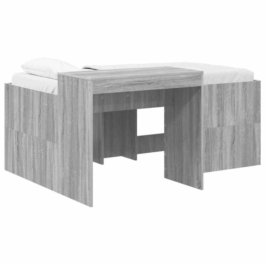 Letto alto per bambini con scrivania Sonoma grigio