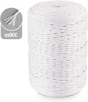 Filato Macramé in Cotone Bianco 3 mm x 300 m per Fioriera, Parete e Pianta