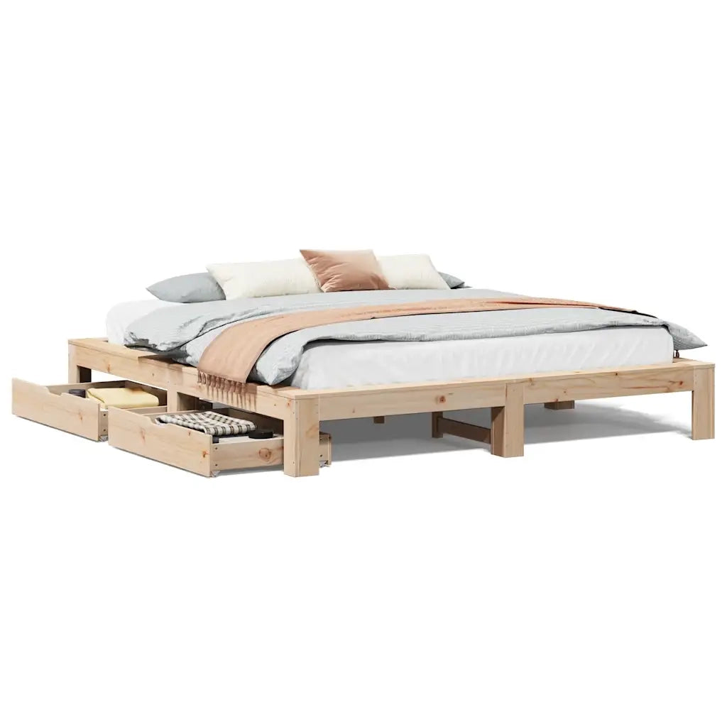 Giroletto senza Materasso 200x200 cm in Legno Massello di Pino