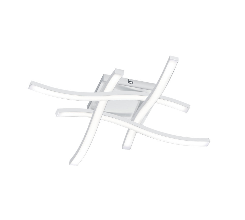 Plafoniera Led Interno 4 Luci Bacchette Ondulate Bianco Route GD Trio