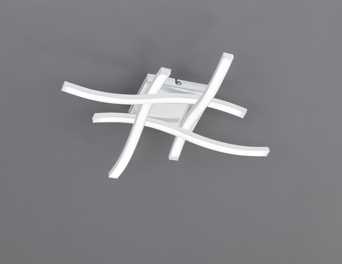 Plafoniera Led Interno 4 Luci Bacchette Ondulate Bianco Route GD Trio