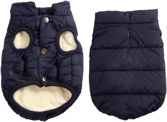 Giubbotto impermeabile a doppia pelle per cani - Estremamente caldo e soffice - Rivestito di fleece - Abbigliamento per animali - Abbigliamento per gatti autunno e inverno - Blu