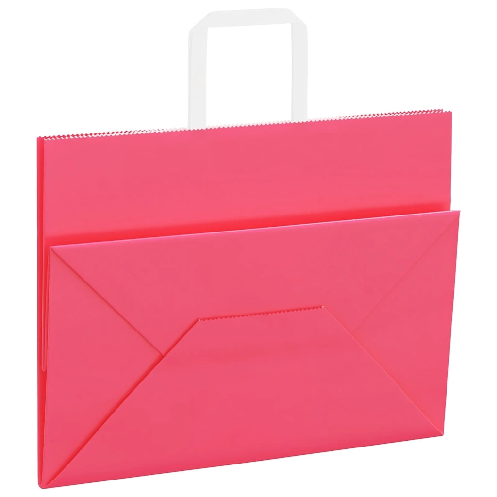 vidaXL Sacchetti di Carta 250 pz con Manici Rosa 32x17x25 cm