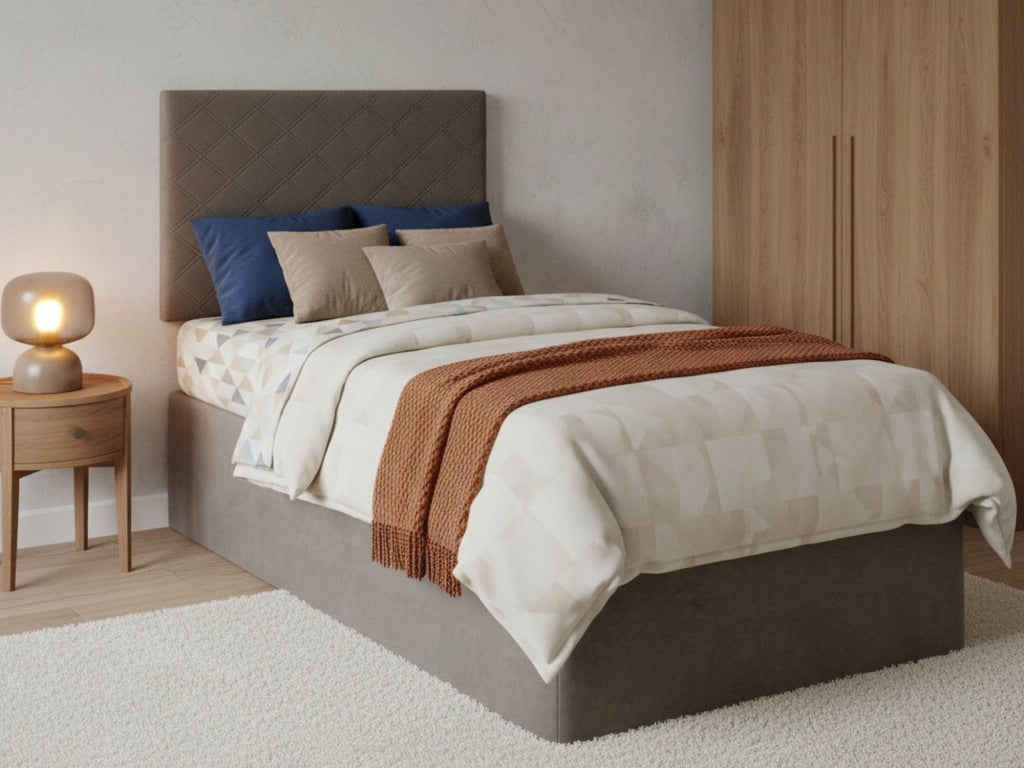 Accu, Letto Singolo Sfoderabile Made in Italy, Grigio Tortora