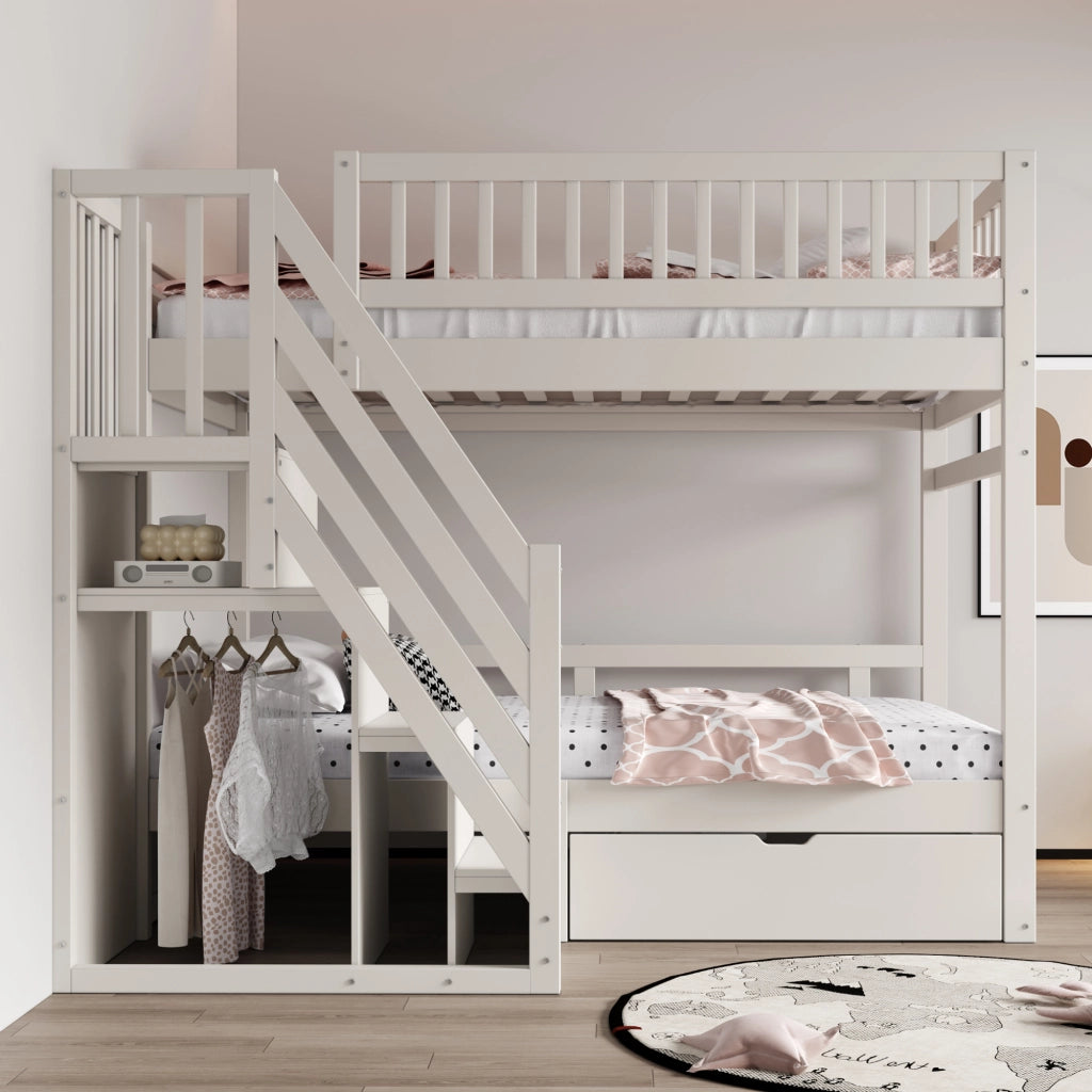 Letto a castello funzione contenitore legno bianco 90x200 cm