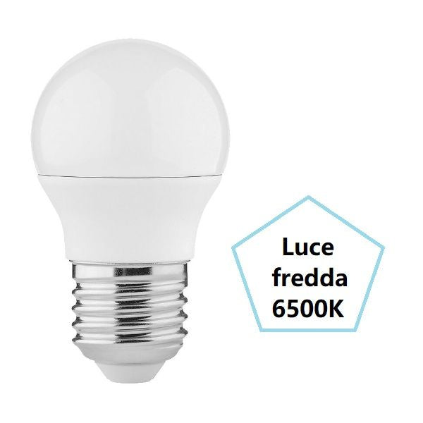 LAMPADINA SFERETTA A LED 7,2W E27 LUCE FREDDA 6500K BOT LIGHTING