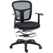 Sedia da ufficio ergonomica, sedia per computer 95-115 cm con braccioli e poggiapiedi, in rete, nera, per ufficio e home office