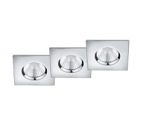 Faretti da Incasso Led Quadrati Dimmerabili Kit 3 pz Cromo Zagros GD Trio