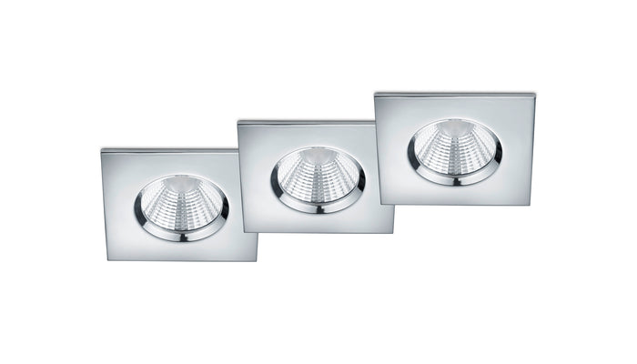 Faretti da Incasso Led Quadrati Dimmerabili Kit 3 pz Cromo Zagros GD Trio