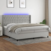 Letto a Molle Materasso e LED Grigio Chiaro 200x200 cm Tessuto 3138581