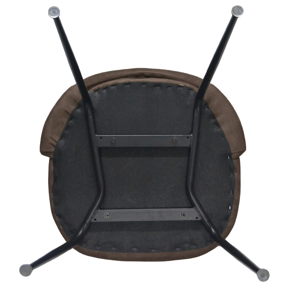 Sedia da sala pranzo Paola in microfibra nabuk marrone con gambe in metallo nero