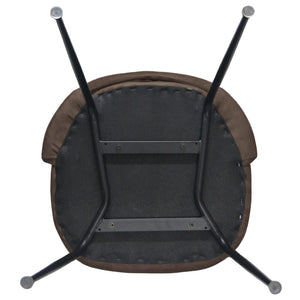 Sedia da sala pranzo Paola in microfibra nabuk marrone con gambe in metallo nero