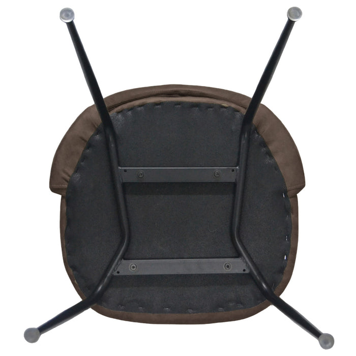 Sedia da sala pranzo Paola in microfibra nabuk marrone con gambe in metallo nero