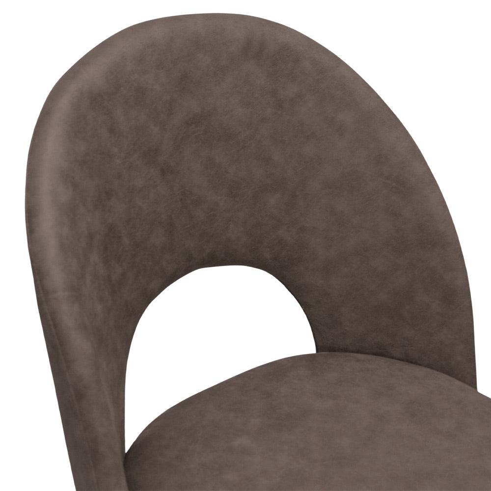 Sedia da sala pranzo Paola in microfibra nabuk marrone con gambe in metallo nero