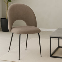 Sedia da sala pranzo Paola in microfibra nabuk marrone chiaro gambe metallo nero