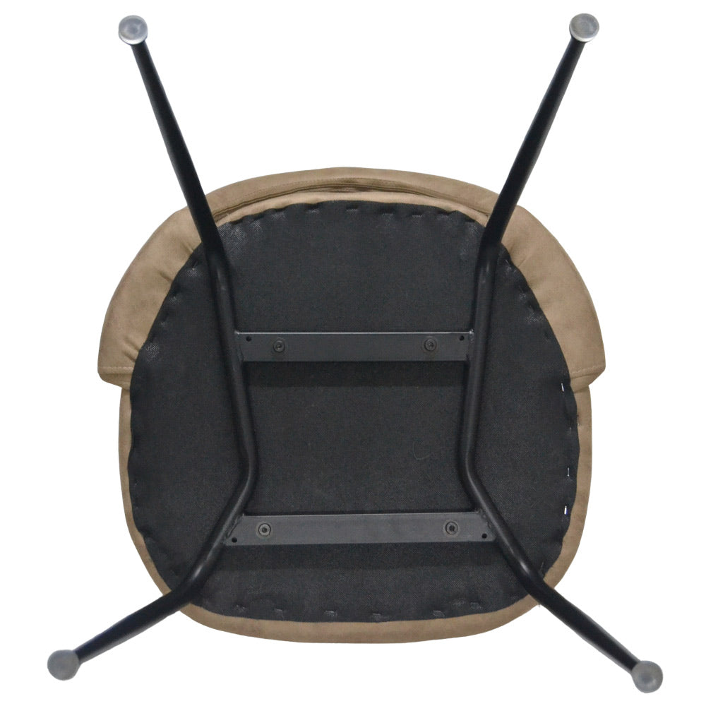 Sedia da sala pranzo Paola in microfibra nabuk marrone chiaro gambe metallo nero