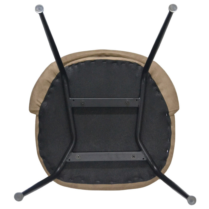 Sedia da sala pranzo Paola in microfibra nabuk marrone chiaro gambe metallo nero