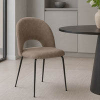 Sedia da sala pranzo Paola in microfibra nabuk marrone chiaro gambe metallo nero