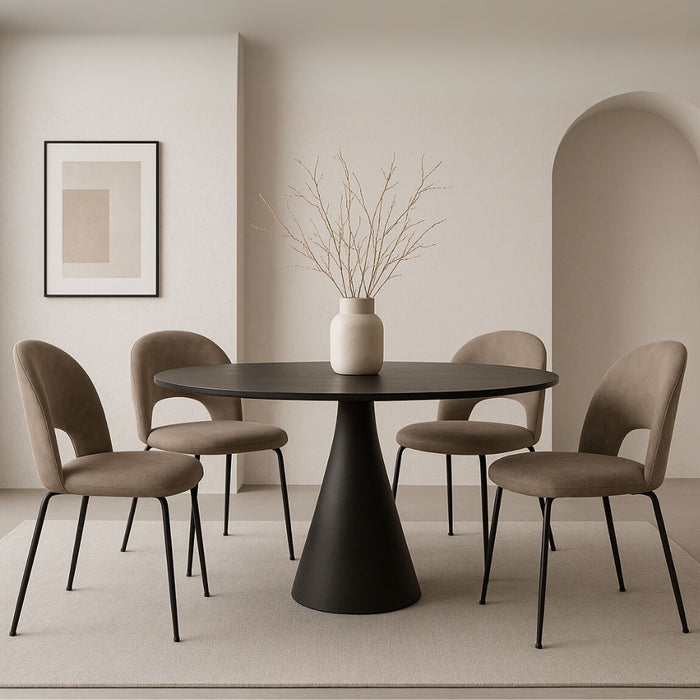 Sedia da sala pranzo Paola in microfibra nabuk marrone chiaro gambe metallo nero