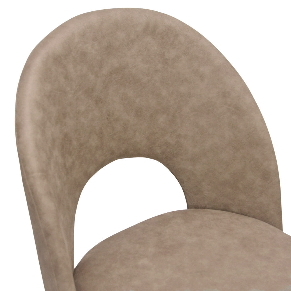 Sedia da sala pranzo Paola in microfibra nabuk marrone chiaro gambe metallo nero